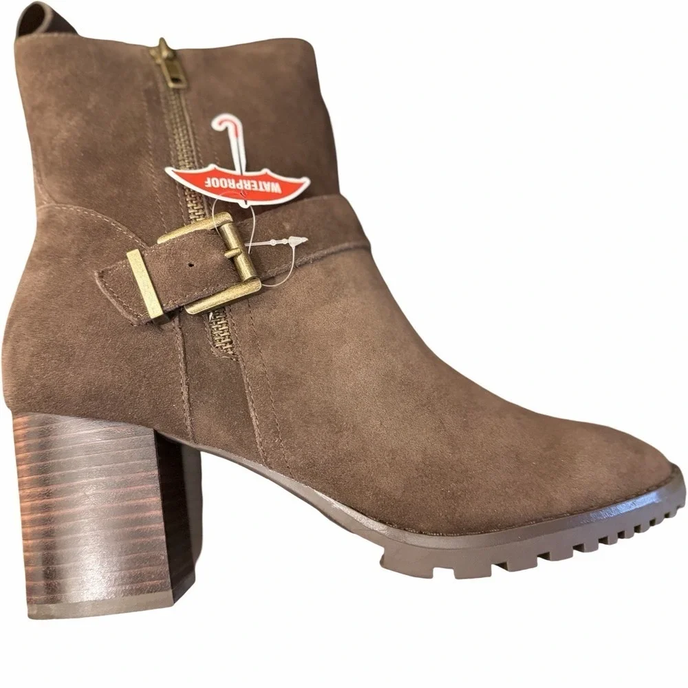 NEW Blondo Women's Talyn Java Suede Waterproof Ankle Boots Size 10M